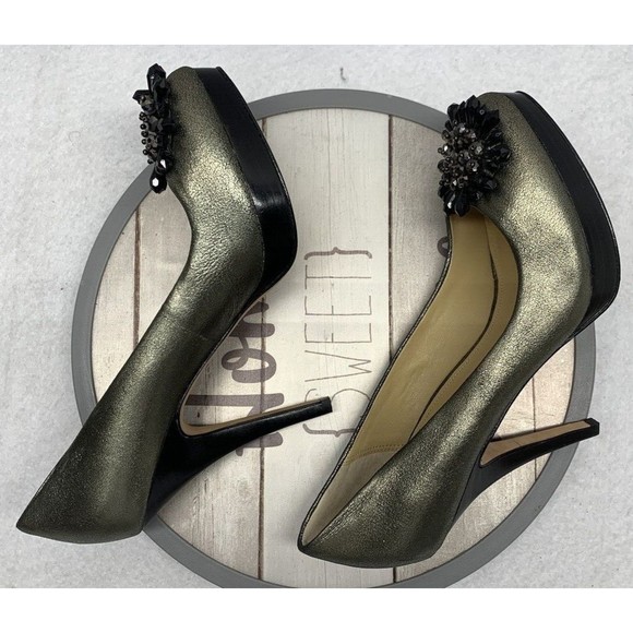 Coach Shoes Pumps Heels Bergen Soft Crackled Leather Green Women's Size 8.5B - Picture 12 of 15